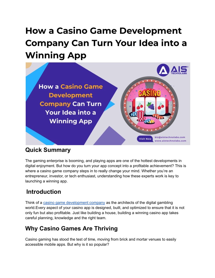 how a casino game development company can turn n.w