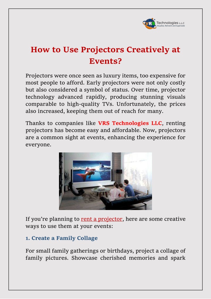 how to use projectors creatively at events n.w
