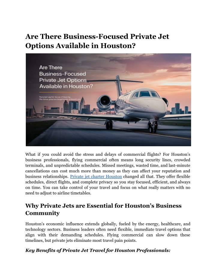 are there business focused private jet options n.w