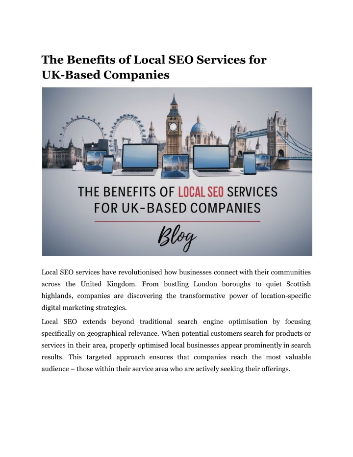 the benefits of local seo services for uk based n.w