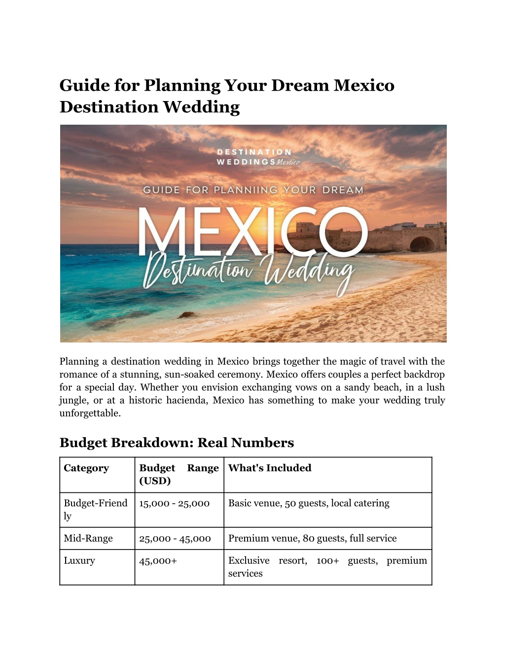 guide for planning your dream mexico destination l.w