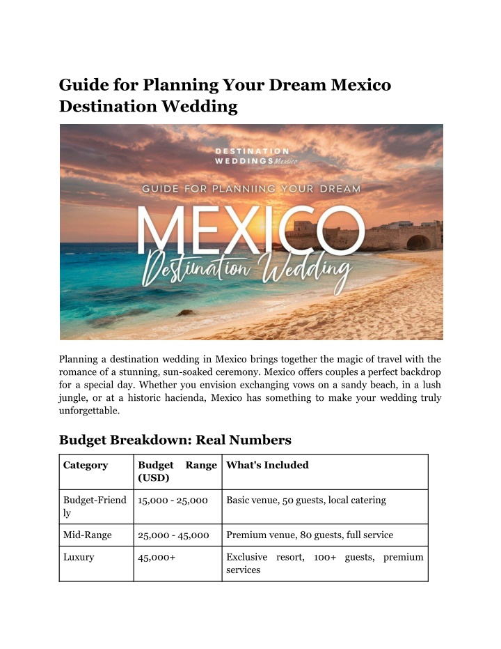 guide for planning your dream mexico destination n.w