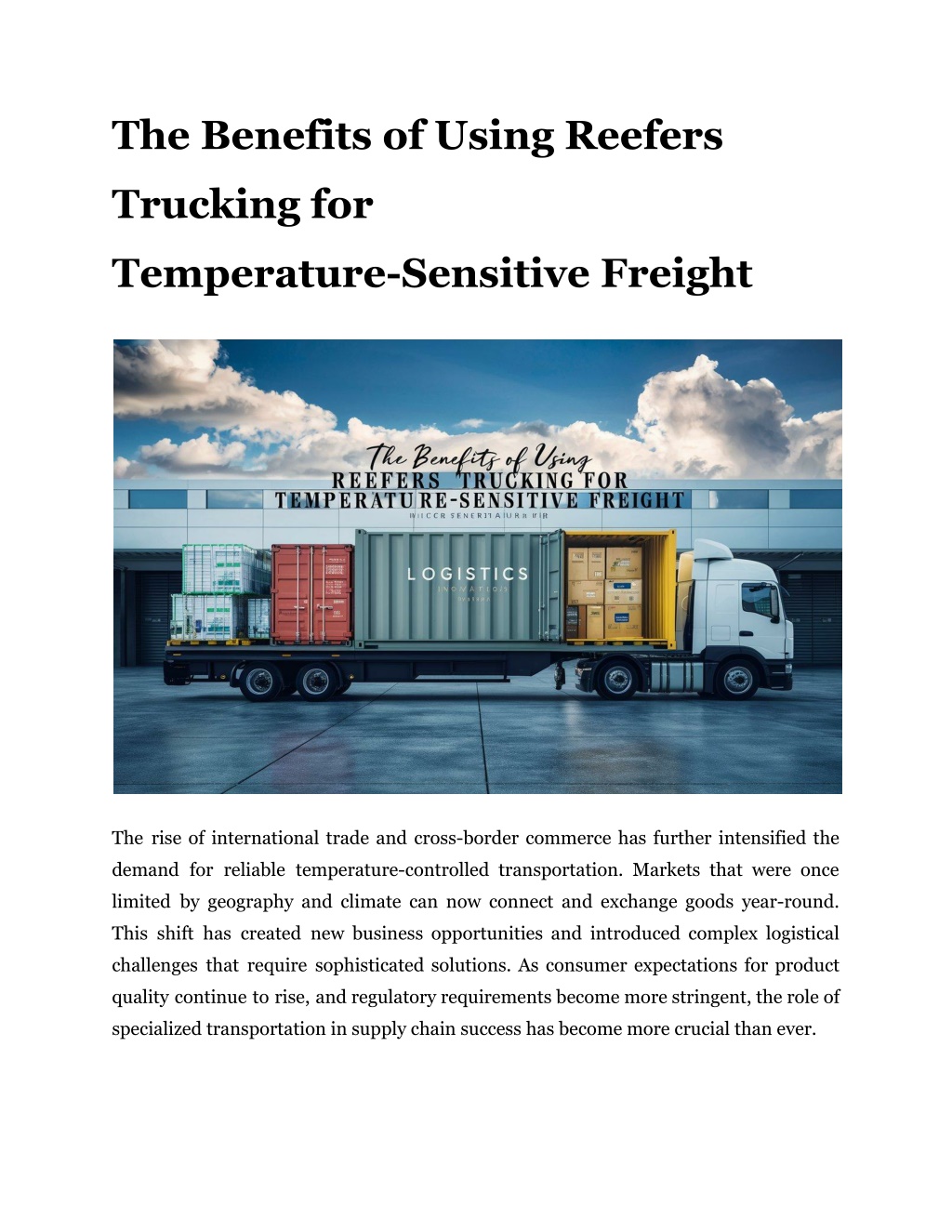 the benefits of using reefers l.w