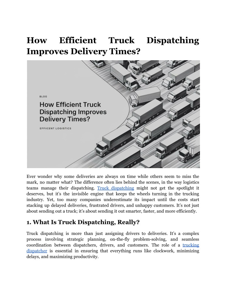 how improves delivery times n.w