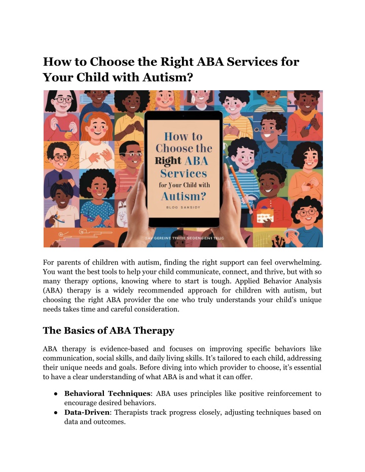 how to choose the right aba services for your n.w