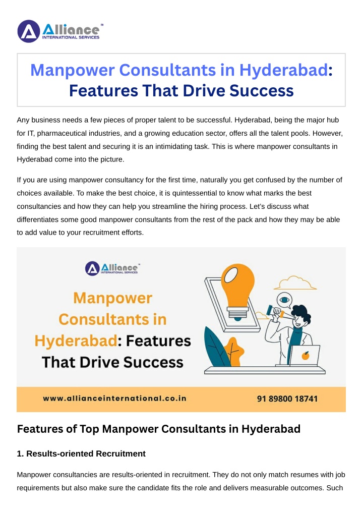 manpower consultants in hyderabad features that n.w