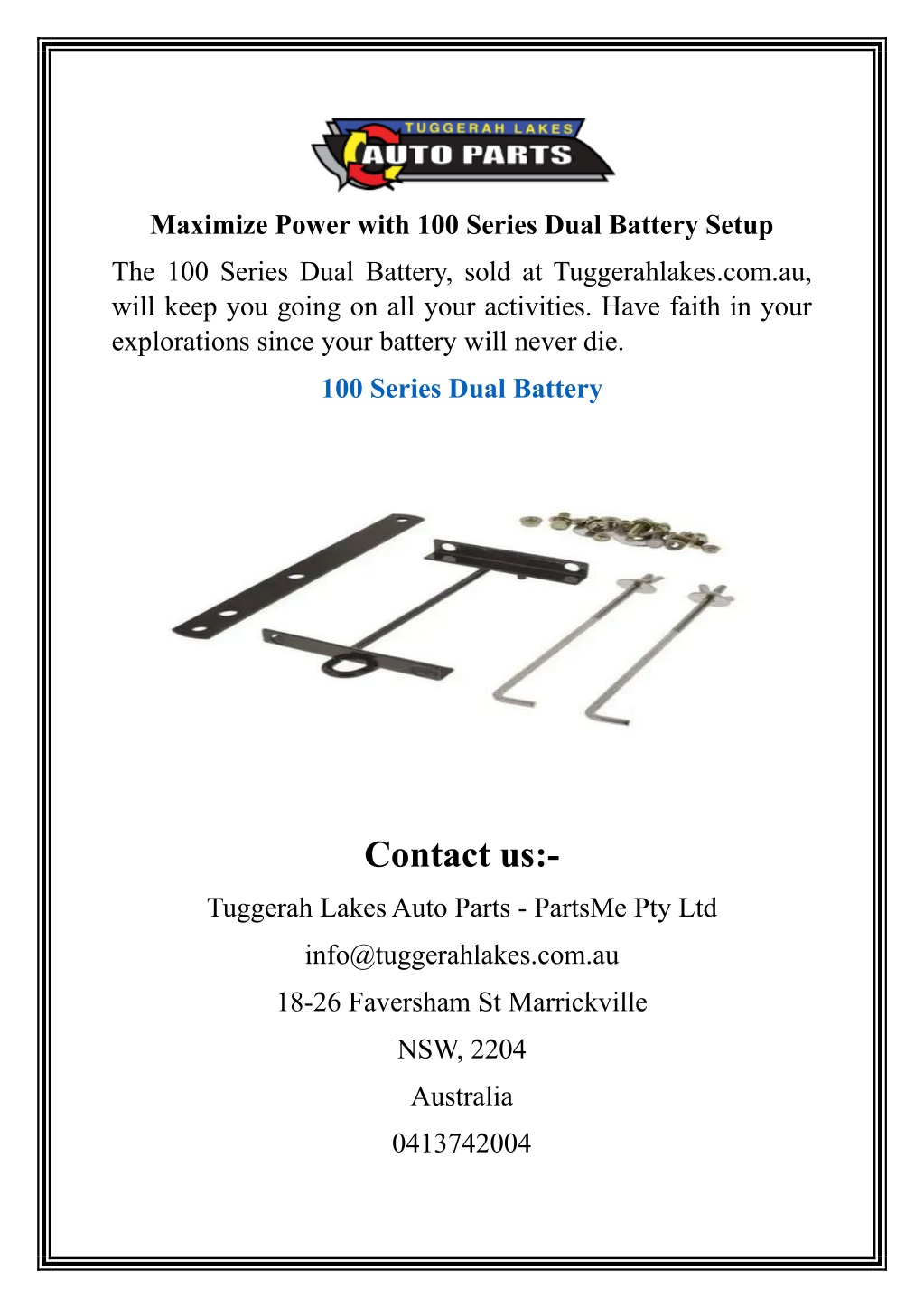 maximize power with 100 series dual battery setup l.w