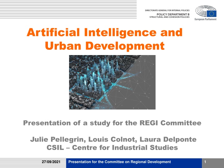 Role of Artificial Intelligence in Urban Development: Study Presentation for the REGI Committee