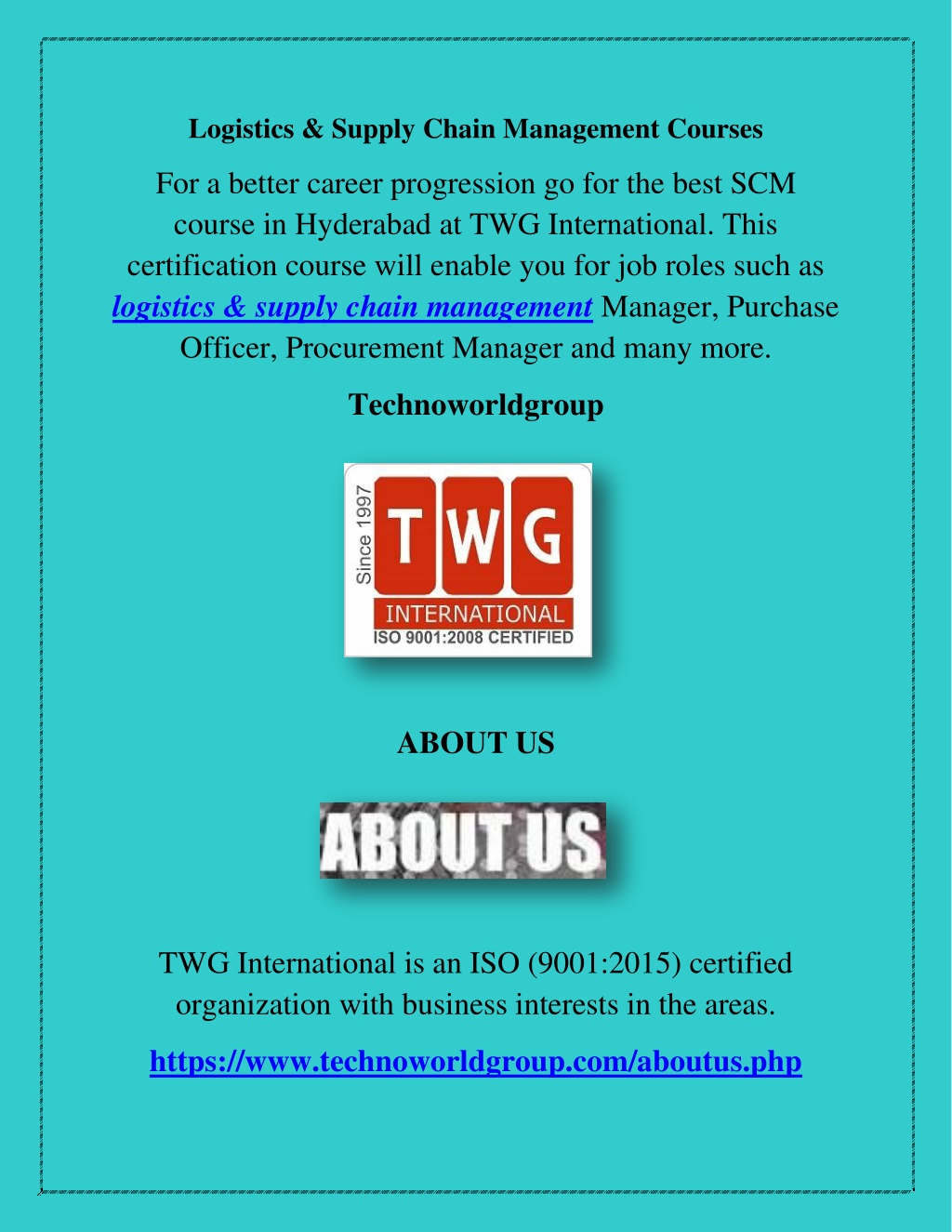 logistics supply chain management courses l.w