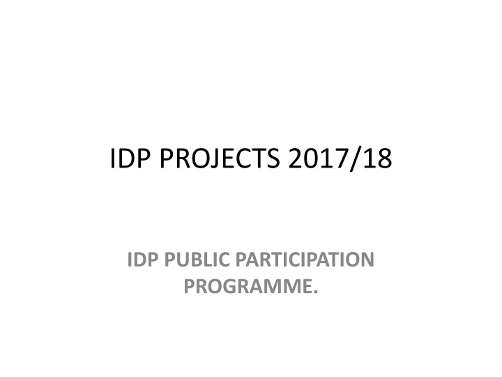 Municipal Projects Budget Summary 2017-2018
