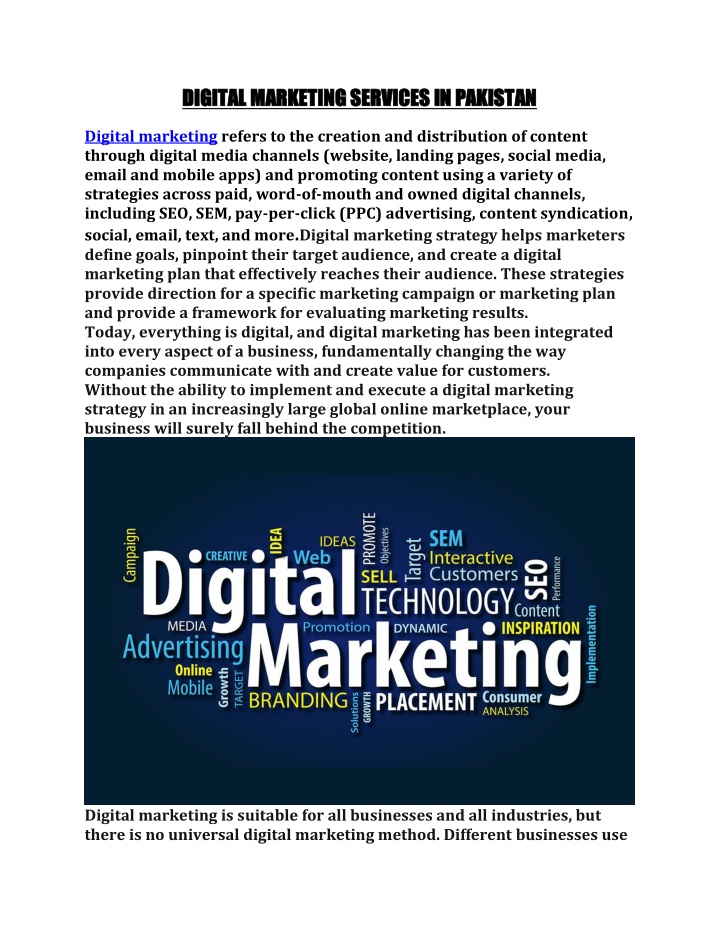 digital marketing services in pakistan digital n.w