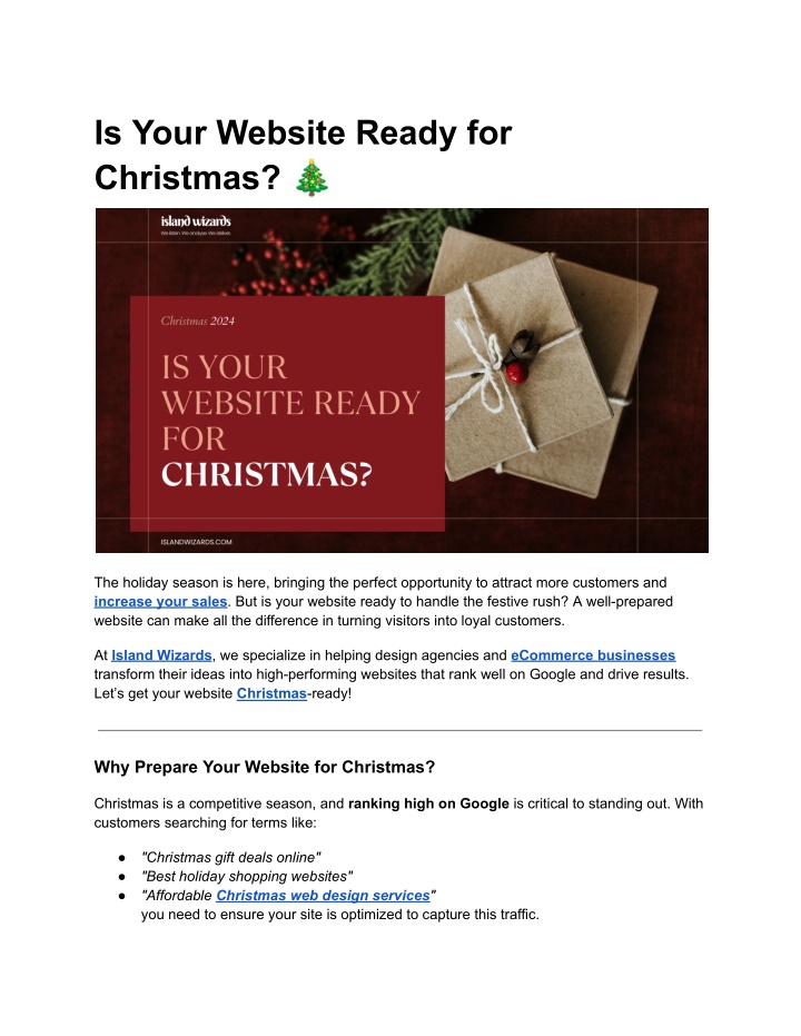 is your website ready for christmas n.w