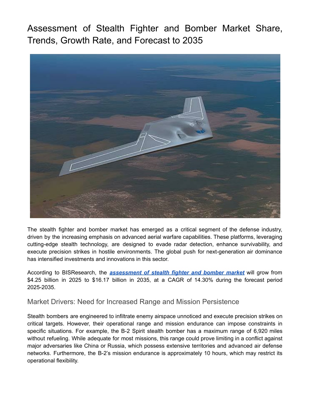 assessment of stealth fighter and bomber market l.w