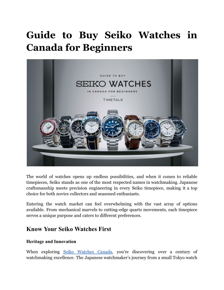 guide to buy seiko watches in canada for beginners n.w