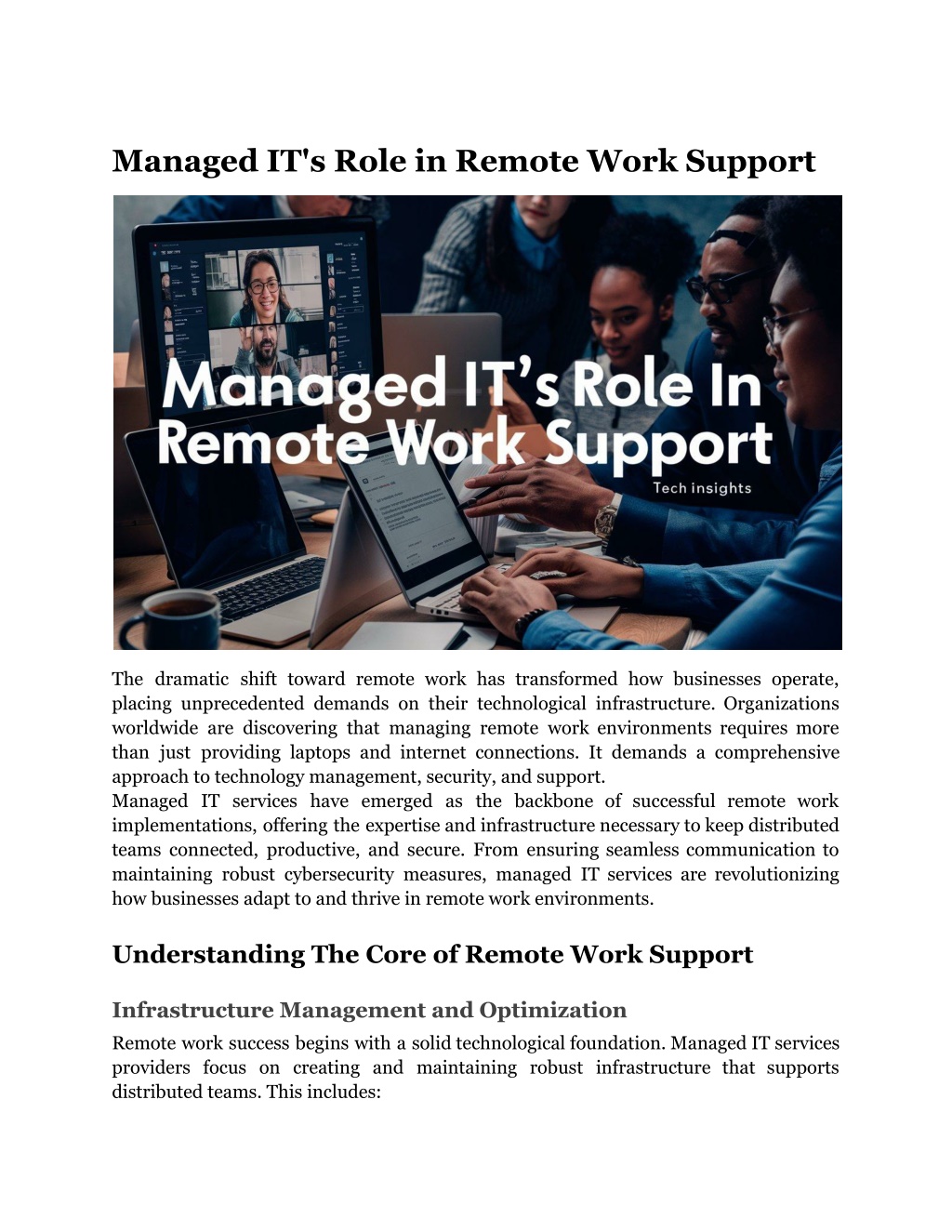 managed it s role in remote work support l.w