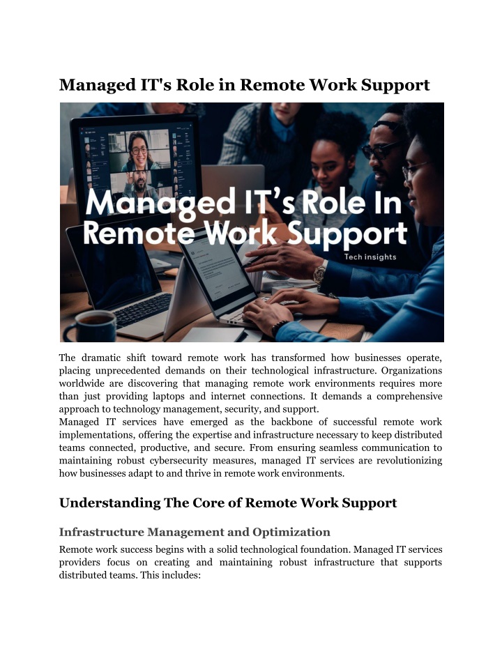 managed it s role in remote work support n.w