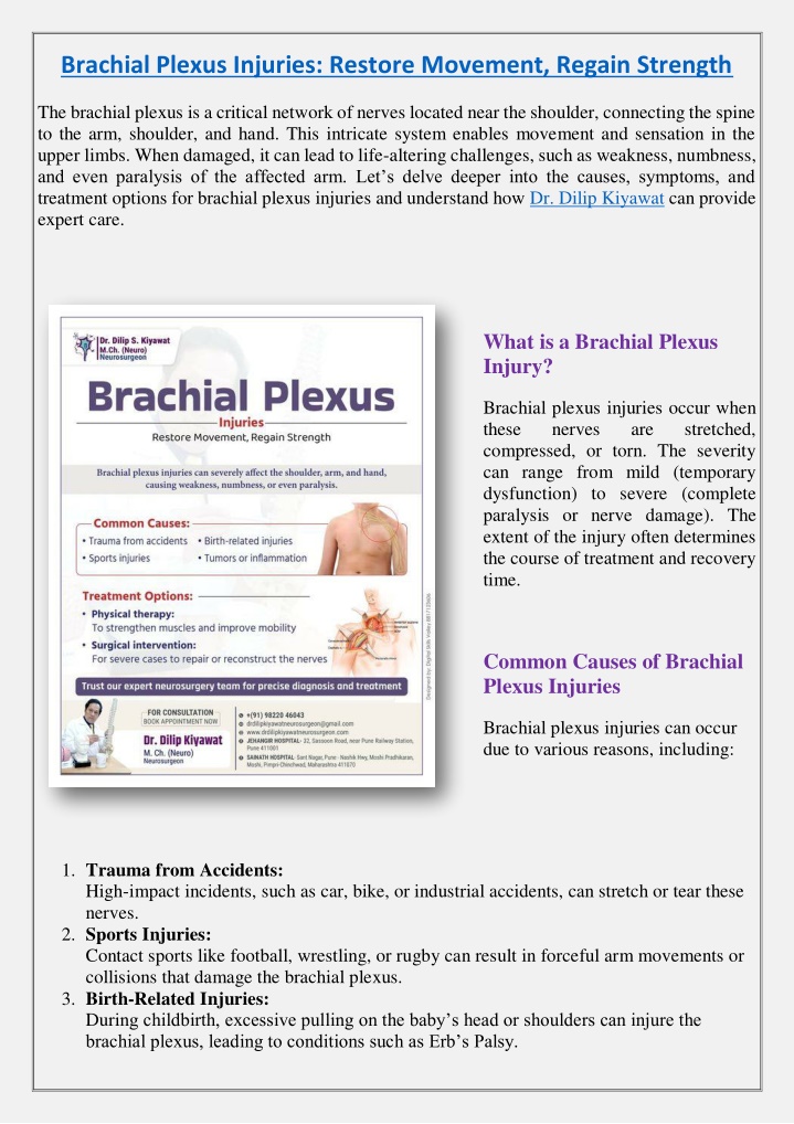 brachial plexus injuries restore movement regain n.w