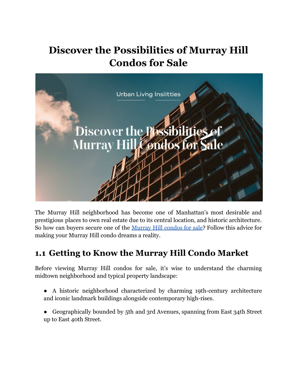 discover the possibilities of murray hill condos l.w