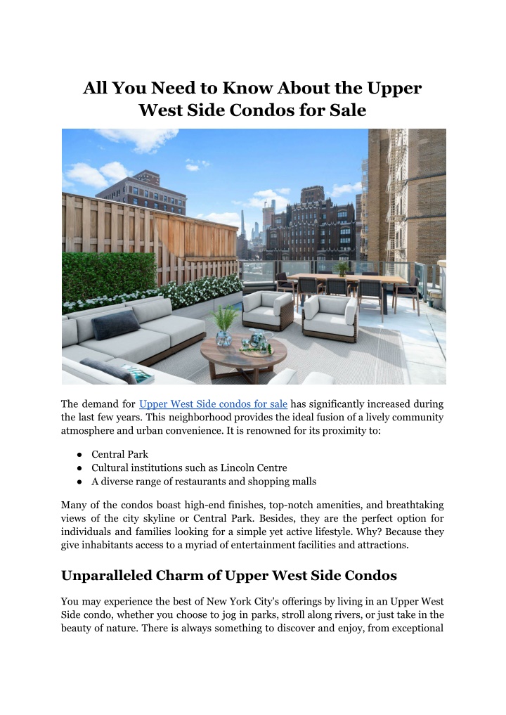 all you need to know about the upper west side n.w