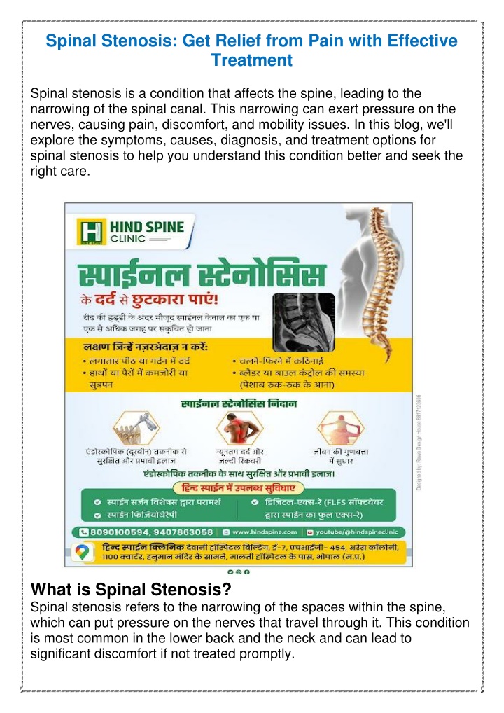 spinal stenosis get relief from pain with n.w