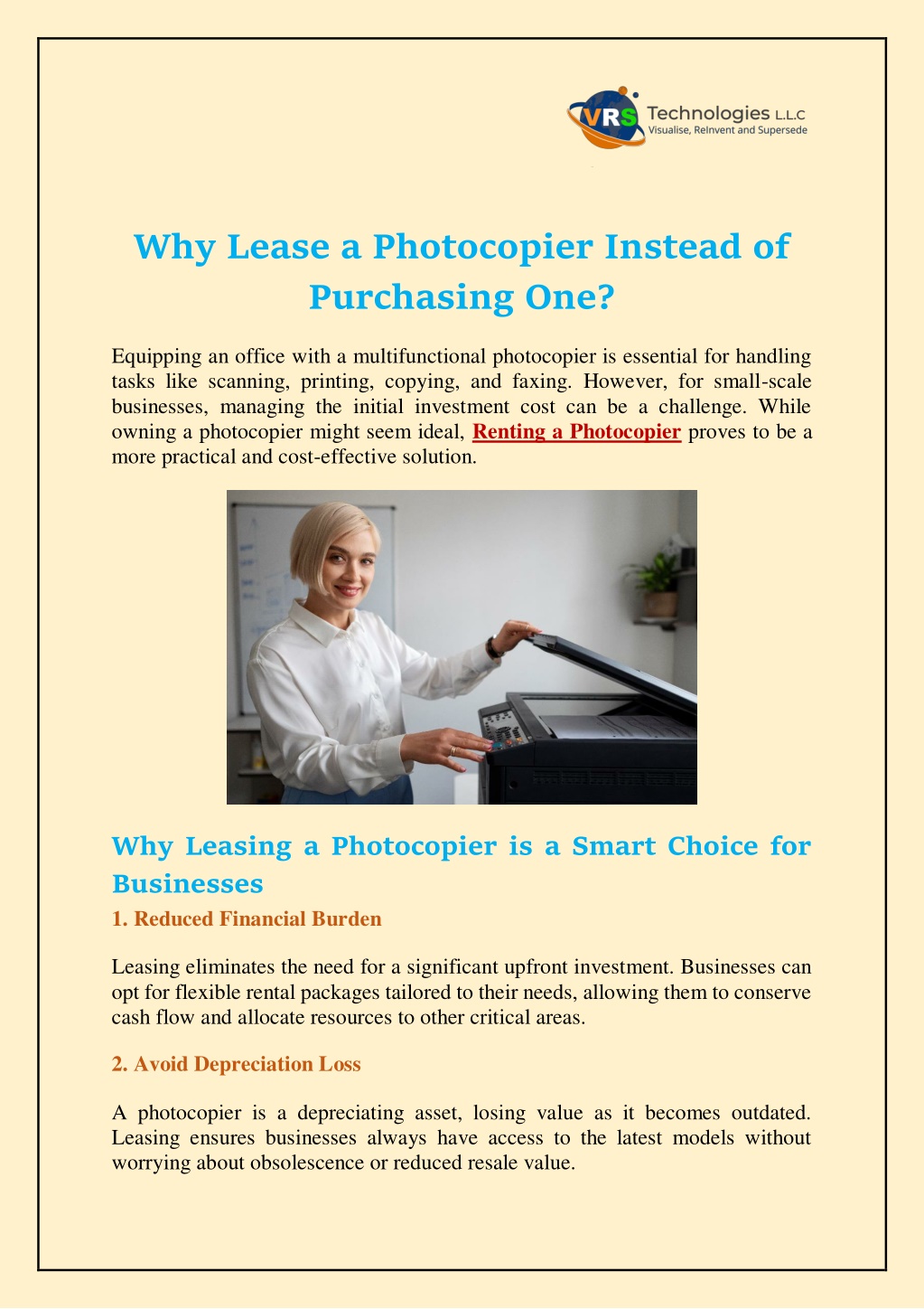 why lease a photocopier instead of purchasing one l.w