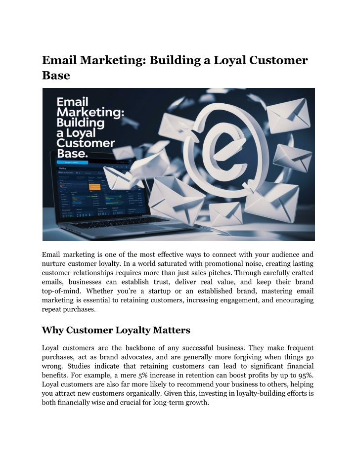 email marketing building a loyal customer base n.w