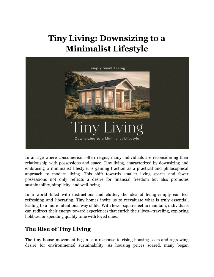 tiny living downsizing to a minimalist lifestyle n.w