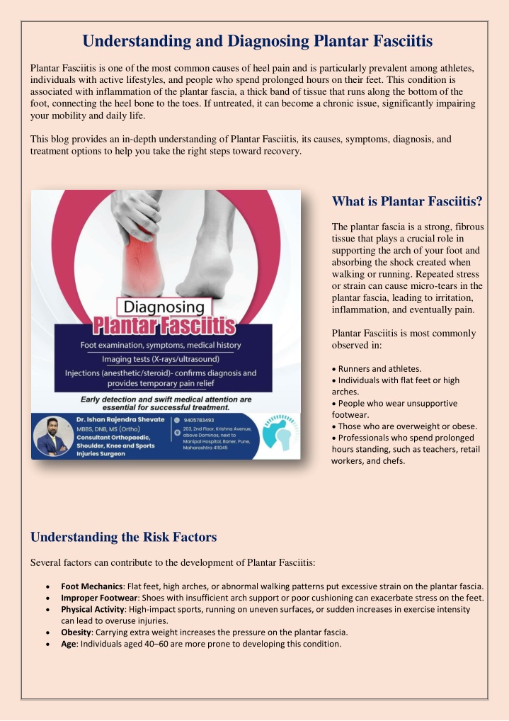 understanding and diagnosing plantar fasciitis n.w