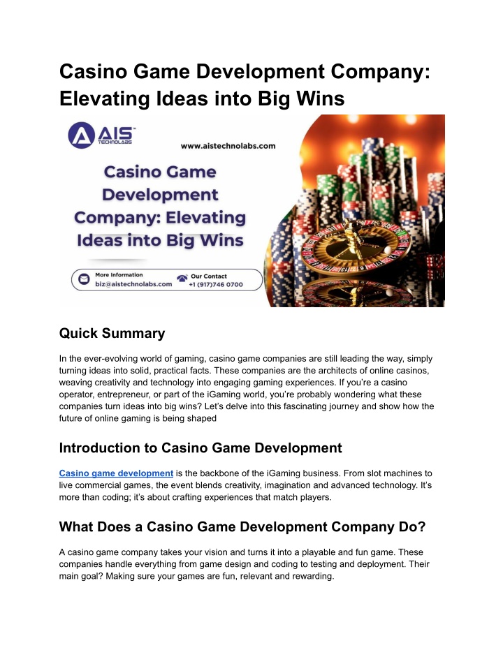 casino game development company elevating ideas n.w
