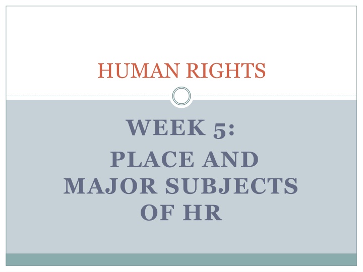 Human Rights: Major Subjects and Prohibition of Torture