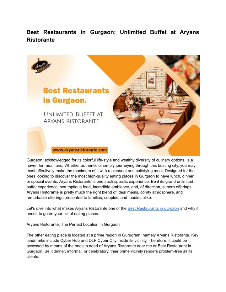 best restaurants in gurgaon unlimited buffet n.w