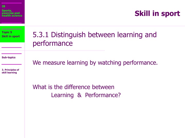 The Difference Between Learning and Performance in Sports Science