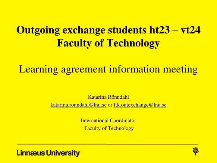 Guidelines for Learning Agreement and Exchange Students
