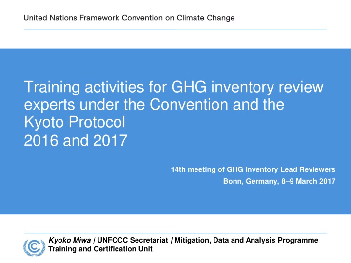 GHG Inventory Review Training Activities 2016-2017