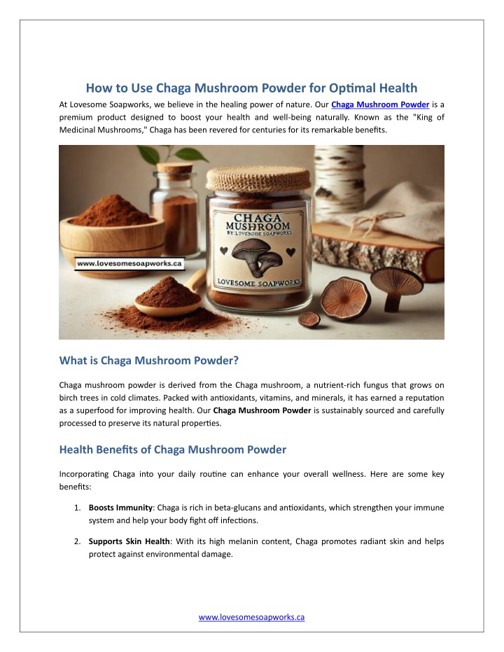 how to use chaga mushroom powder for optimal n.w
