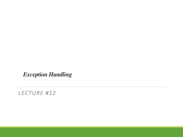 Exception Handling in C#