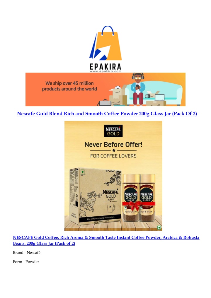 nescafe gold blend rich and smooth coffee powder n.w