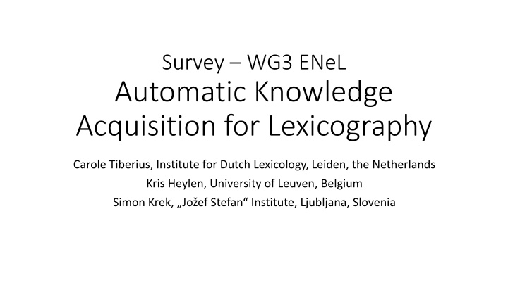 Automatic Knowledge Acquisition in Lexicography Survey