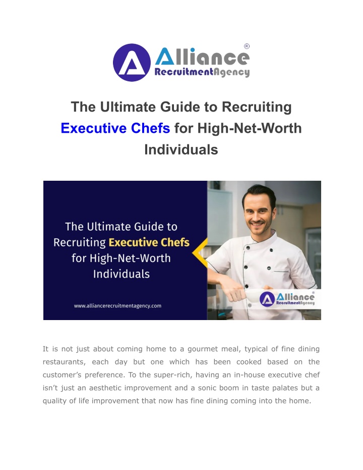 the ultimate guide to recruiting executive chefs n.w