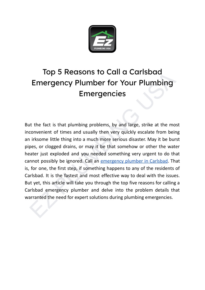 top 5 reasons to call a carlsbad emergency n.w