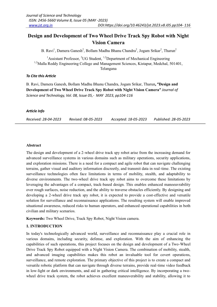 journal of science and technology issn 2456 5660 n.w