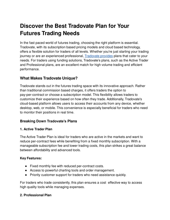 Discover the Best Tradovate Plan for Your Futures Trading Needs