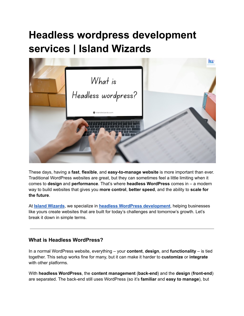 headless wordpress development services island l.w