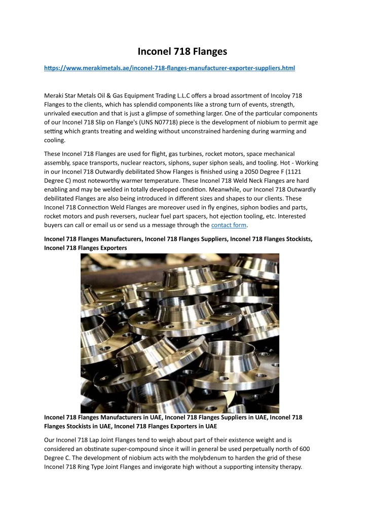 inconel 718 flanges n.w