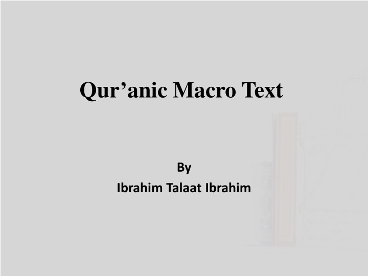 Analysis of Quranic Macro Text Features and Occurrences