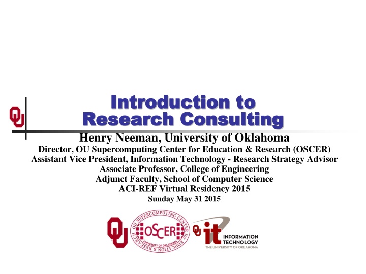 Overview of Research Consulting at University of Oklahoma