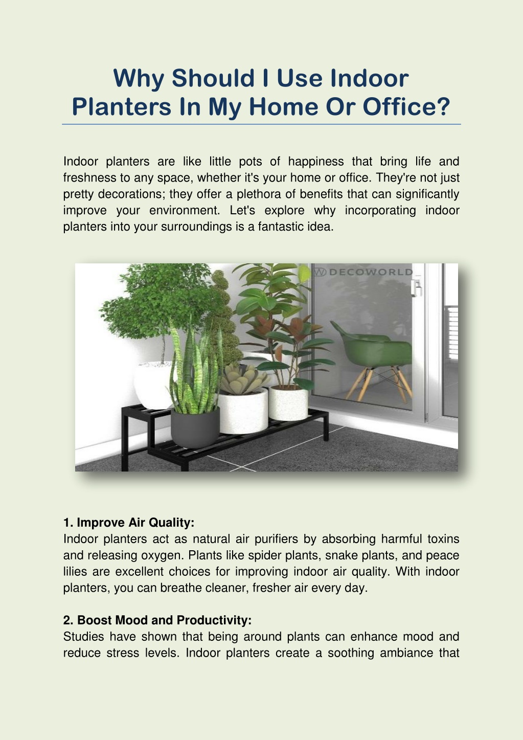 why should i use indoor planters in my home l.w