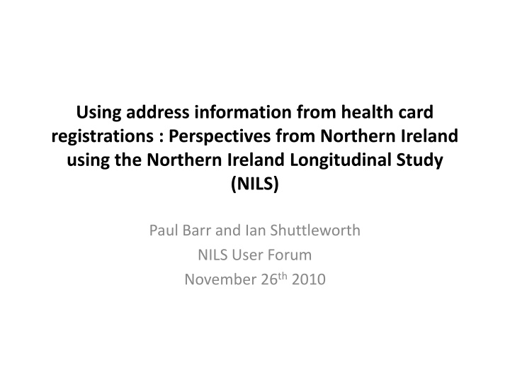 Address Information Accuracy in Health Card Registrations: A Study from Northern Ireland