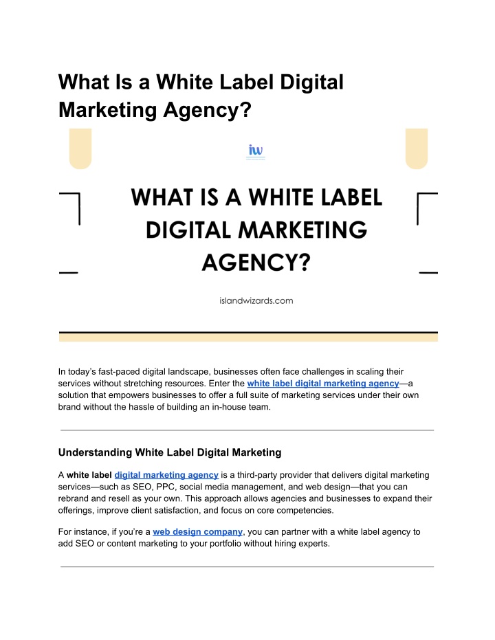 what is a white label digital marketing agency n.w