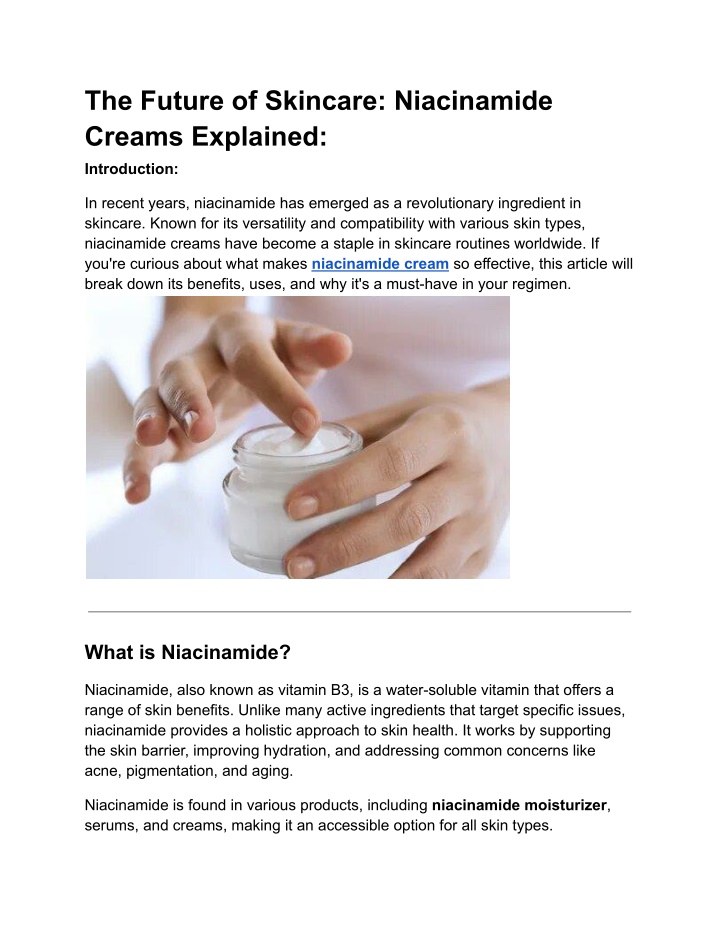 the future of skincare niacinamide creams n.w